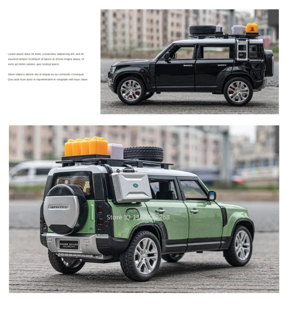 1:24 Land Rover Defender Range Rover Car Model Toy Alloy Diecast Sound Light SUV Off-road Vehicle Ornaments  Gifts