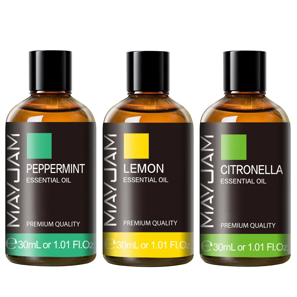 3 Bottles Natural Essential Oil 30ml Aroma Oil For Aromatherapy Car Air Freshener Sweet Orange Lemon