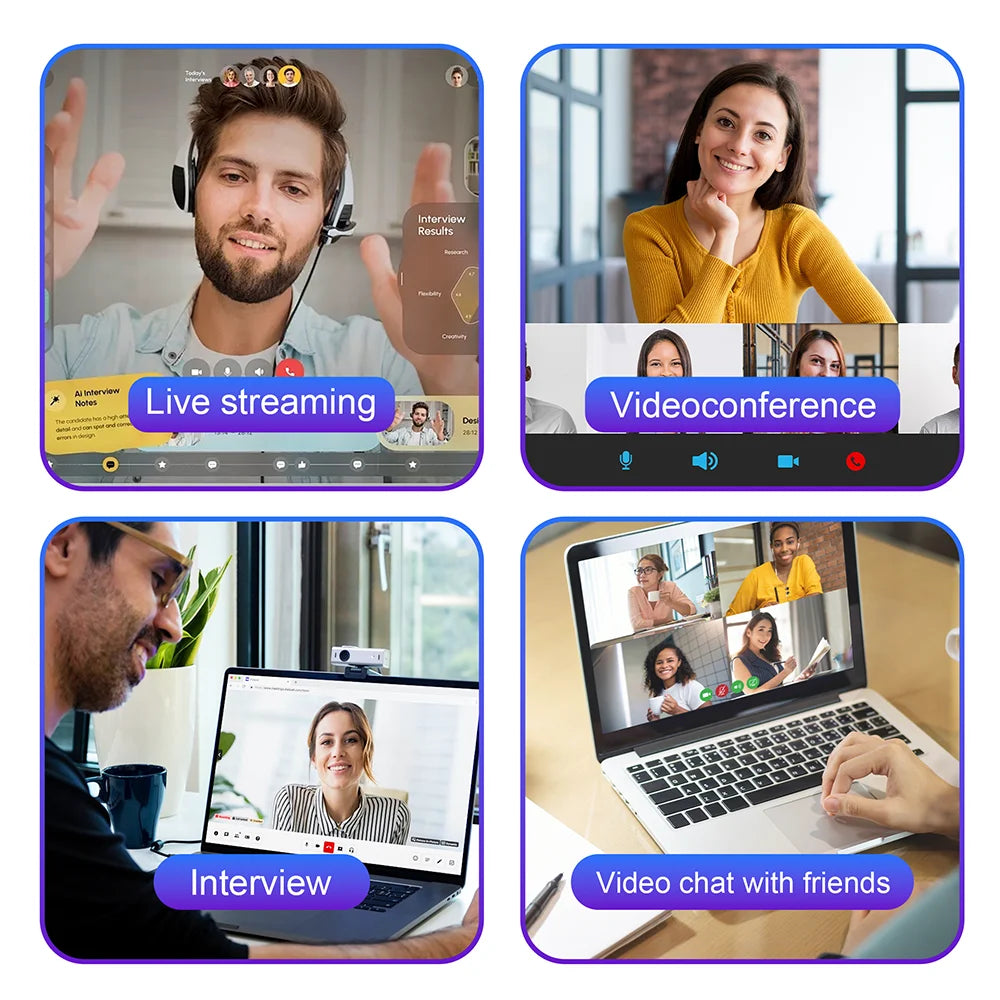 4K Webcam for Pc 1080P 60FPS USB Remote Control Computer Web Camera With Tripod Mic Autofocus for/Pro Live Streaming/Video Call