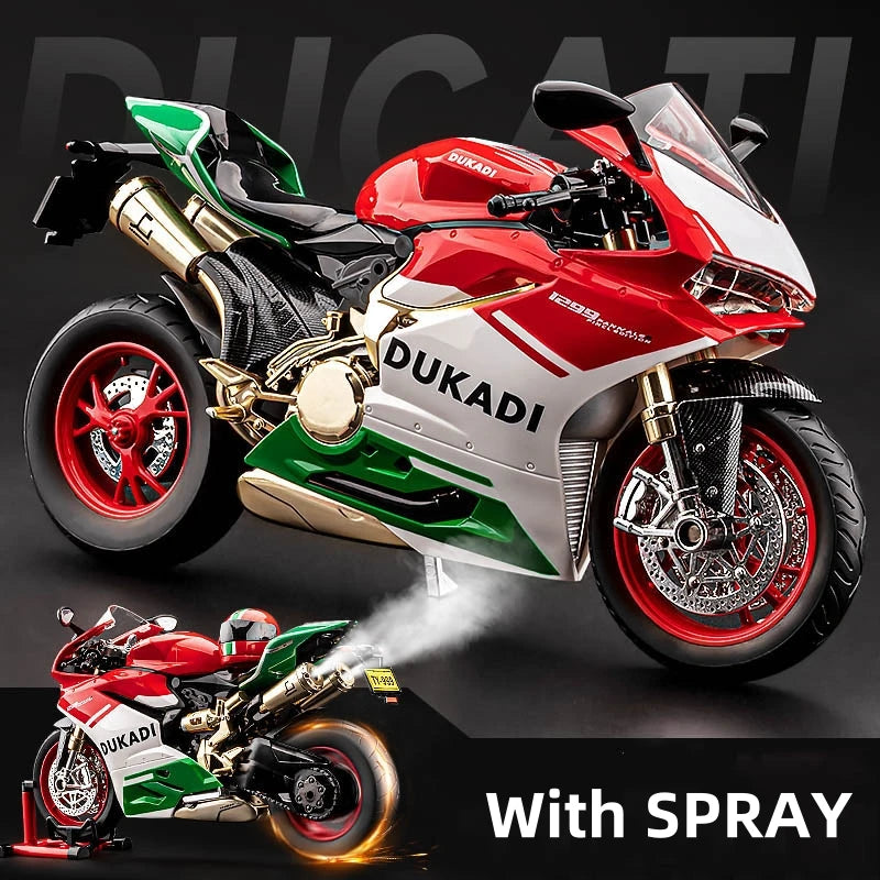 1:9 1199 Panigale H2R Ninja With Spray Alloy Motorcycle Model Toy Vehicle Collection Sound and Light Off Road Autocycle Toys Car