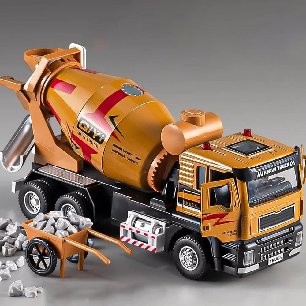 1:40 Electric Cement Mixer Truck Model Toy Alloy Diecast Sound Light Pull Back Engineering Vehicle Models for Boys Gifts