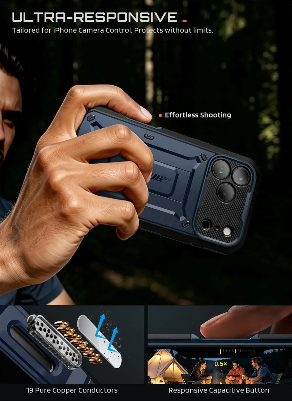 Full Body Rugged Phone Case with Built In Screen Protector and Belt Clip Holster for iPhone 17 Pro Max and iPhone 18 Pro Max