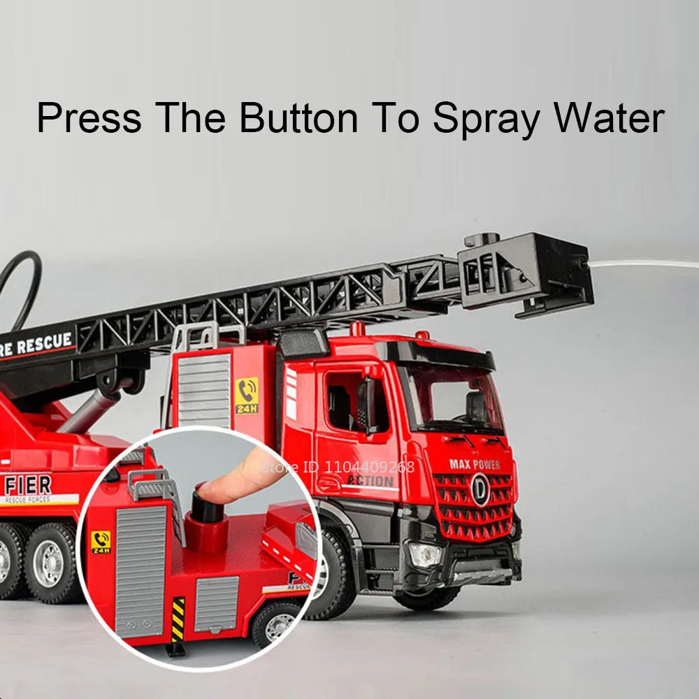 1:32 Ladder Truck Water Tanker Military Missile Rocket Launcher Trucks Model Toy Car Metal Diecast Sound Light Models Boys Gifts