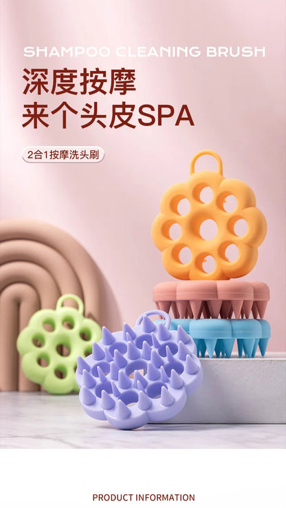 Silicone Shampoo Brush Head Scalp Massage Comb Clean The Scalp Thoroughly Body Massage Brush Bath Brush Salon Hairdressing Tool