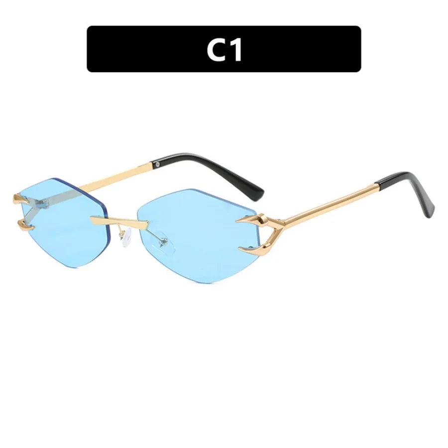 Sunglasses Personalized Frameless Glasses Polygonal Sun Glasses Casual Hip-Hop Trendy Outdoors Eyeglasses Men UV400