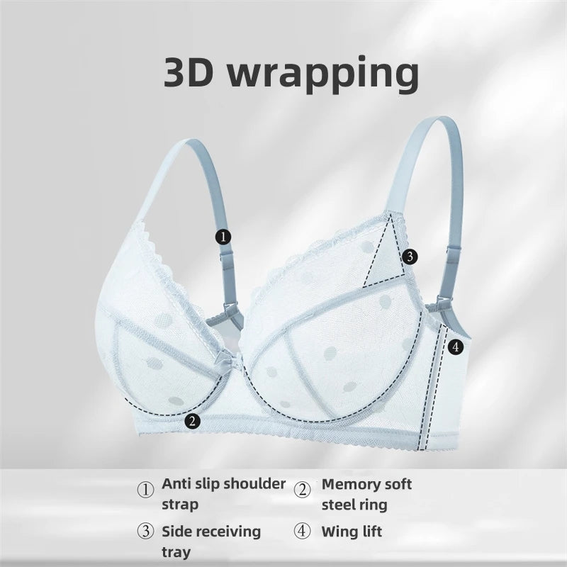 Womens French Lace Underwire Push Up Bra