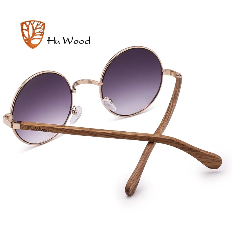 Retro Round Wood Sunglasses Wooden Sun Glasses Polarized Blue Mirror Eyewear Fashion Driving Goggle