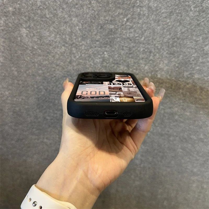 Jesus Collage Pattern Thick Shockproof Phone Case For iPhone 17 16 Pro Max Air 16E 15 14 Cover