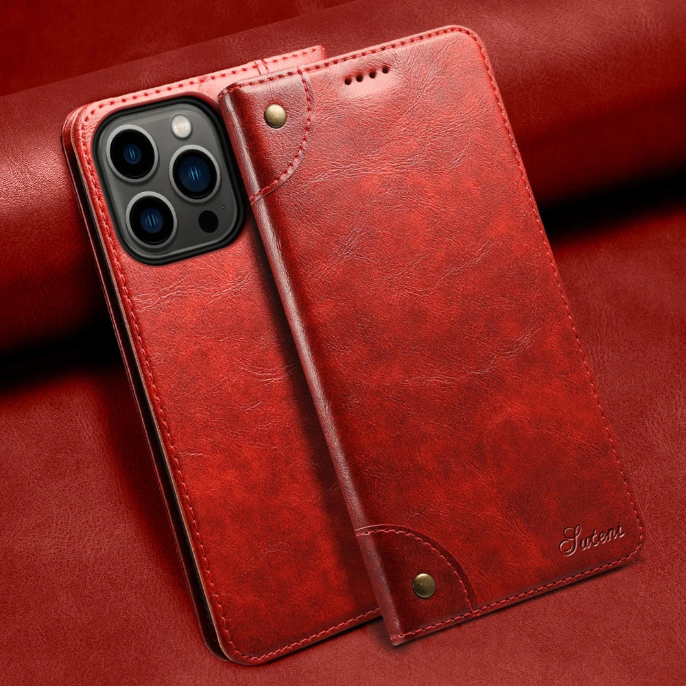 Flip Leather Wallet Phone Case for iPhone 16 15 Pro Max 16E 14 Plus with  Card Slot Holder Cover