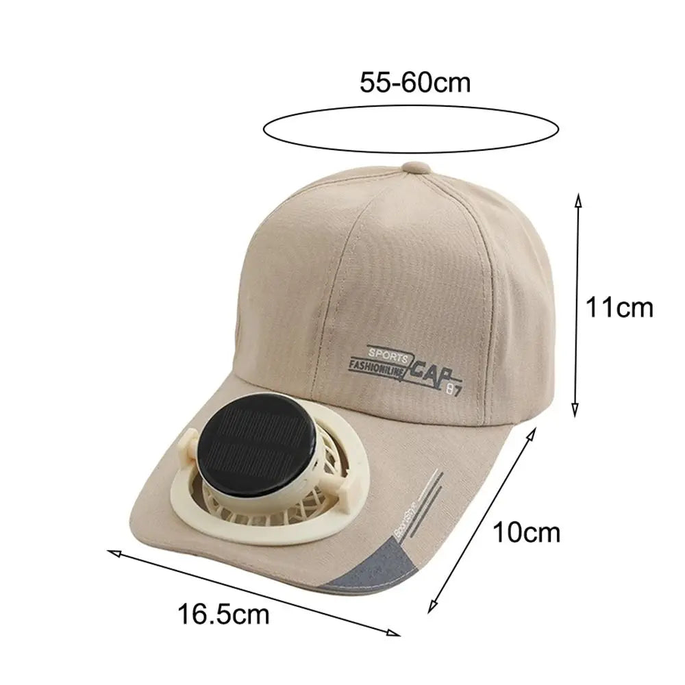 Solar Fan Baseball Cap With Rechargeable Battery