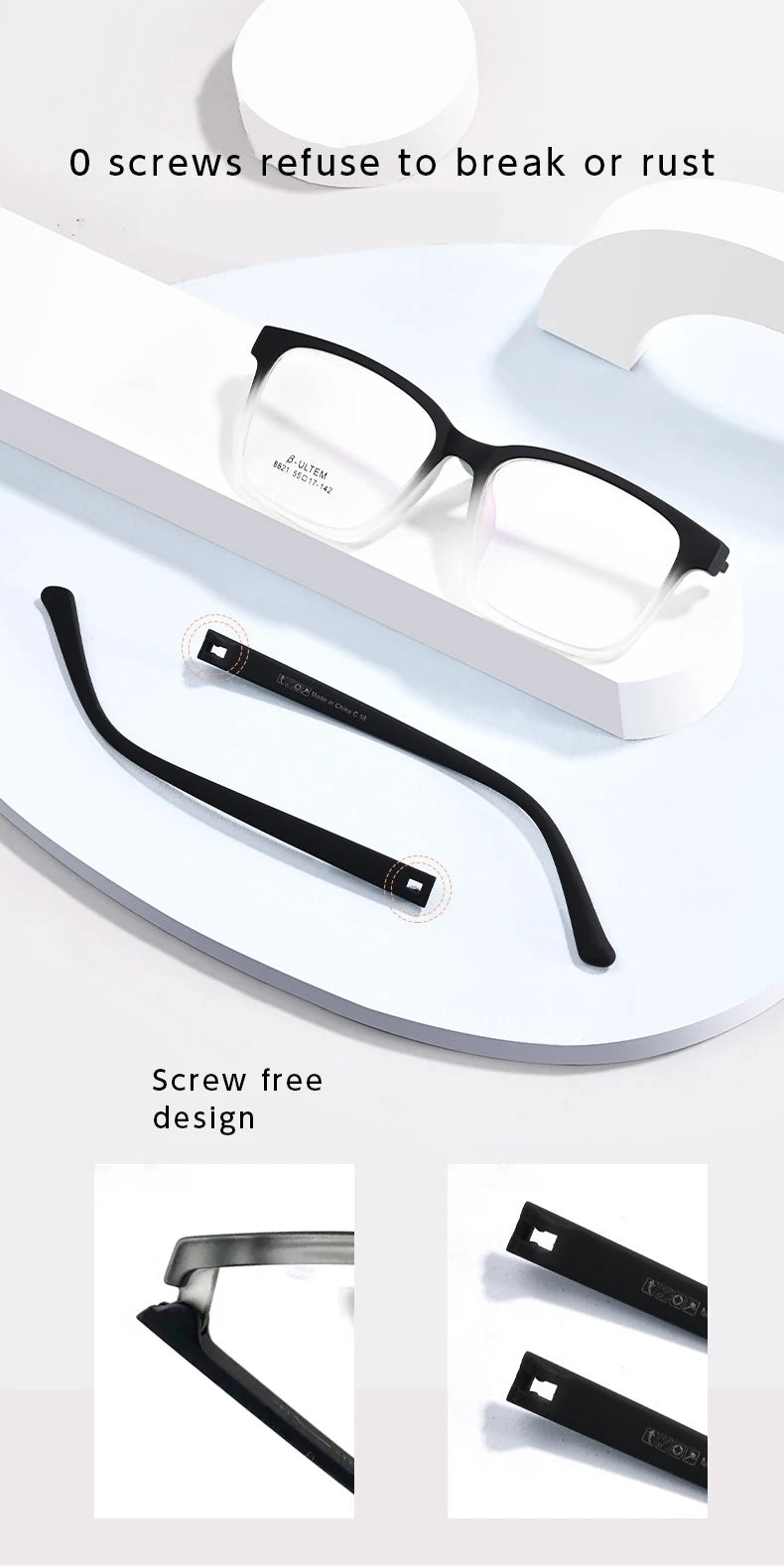 HONGMEI Ultralight and Comfortable Men's and Women's Glasses Frame TR90 Screwless Design Optical Prescription Glasses Frame 8821