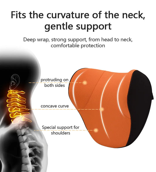 Memory Foam Car Headrest Neck Pillow and Lumbar Support Cushion