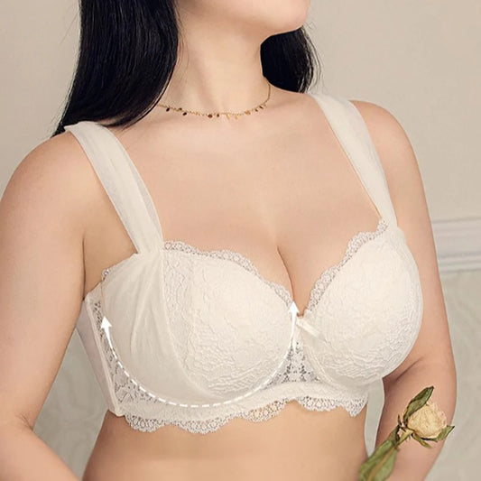 Womens French Lace Underwire Push Up Minimizer Bra
