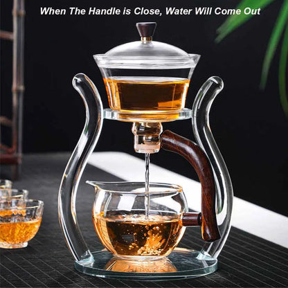 Automatic Lazy Kungfu Glass Tea Set Magnetic Rotating Cover Bowl Household Heat-Resistant Teapot Glass teapot