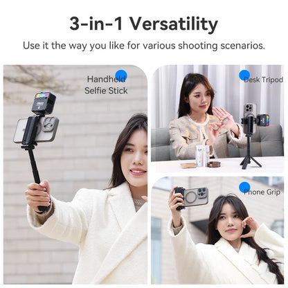 Tripod with Remote Folded Wireless Selfie Stick for Smartphone iPhone Android with Phone Clip Cold Shoe