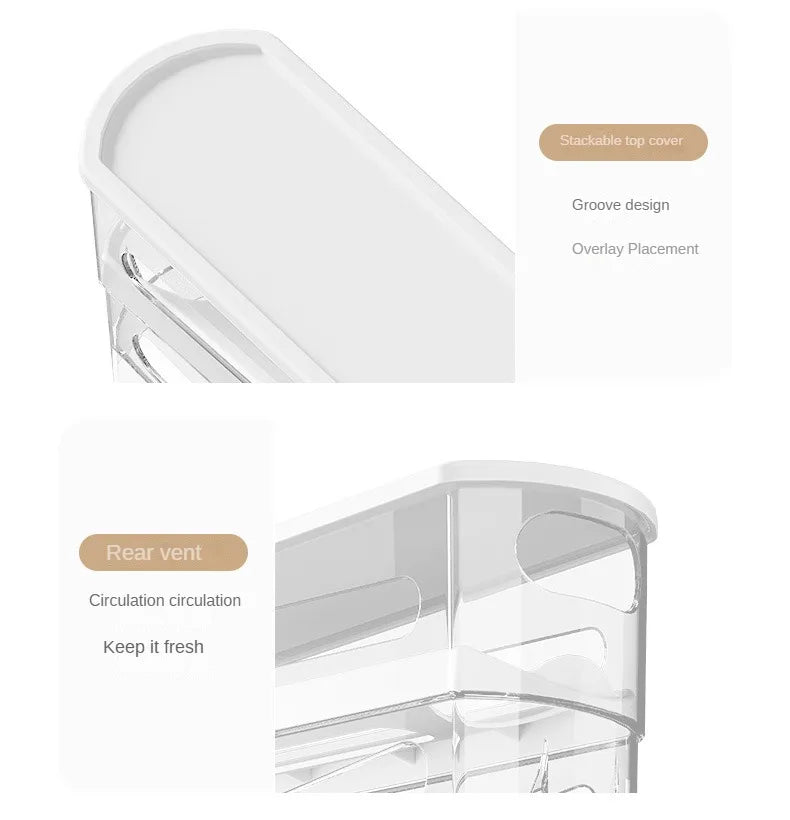 Bilayer Ladder-Style Egg Storage Box – Automatic Rolling Refrigerator Egg Holder & Organizer Rack