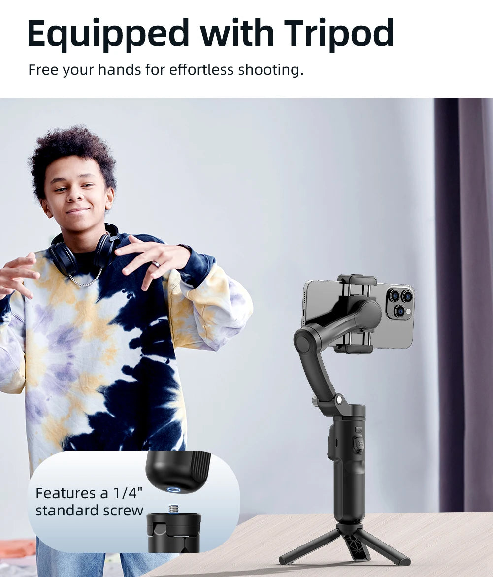 3-Axis Handheld Gimbal Stabilizer for Smartphone with Wireless Remote for iPhone Android Phone Face Tracking Tiktok Vlog