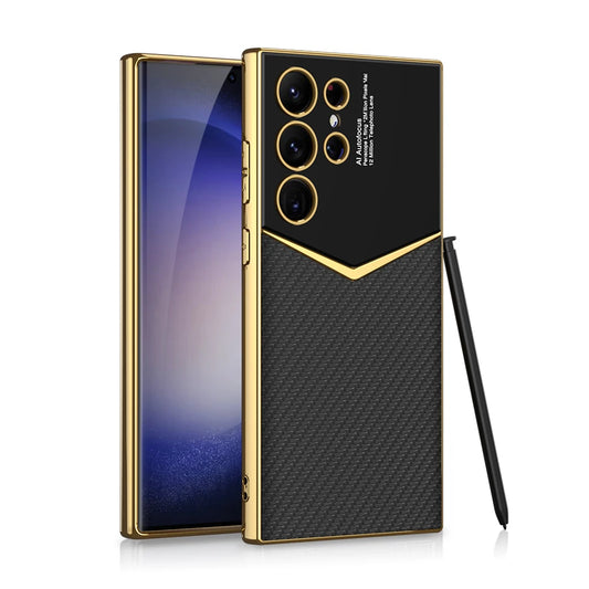 Electroplated Leather Shockproof Case for Samsung Galaxy S26 / S25 / S24 Ultra – Full Coverage Soft Silicone Protective Back Cover with Card Holder