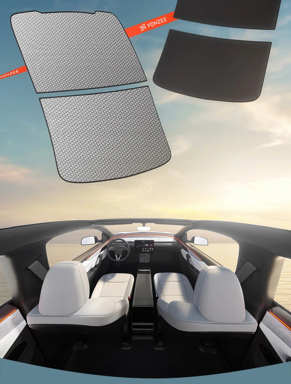 Graphene Honeycomb Sunshade Set for Tesla Model 3 Highland and Model Y Juniper 2025 2026