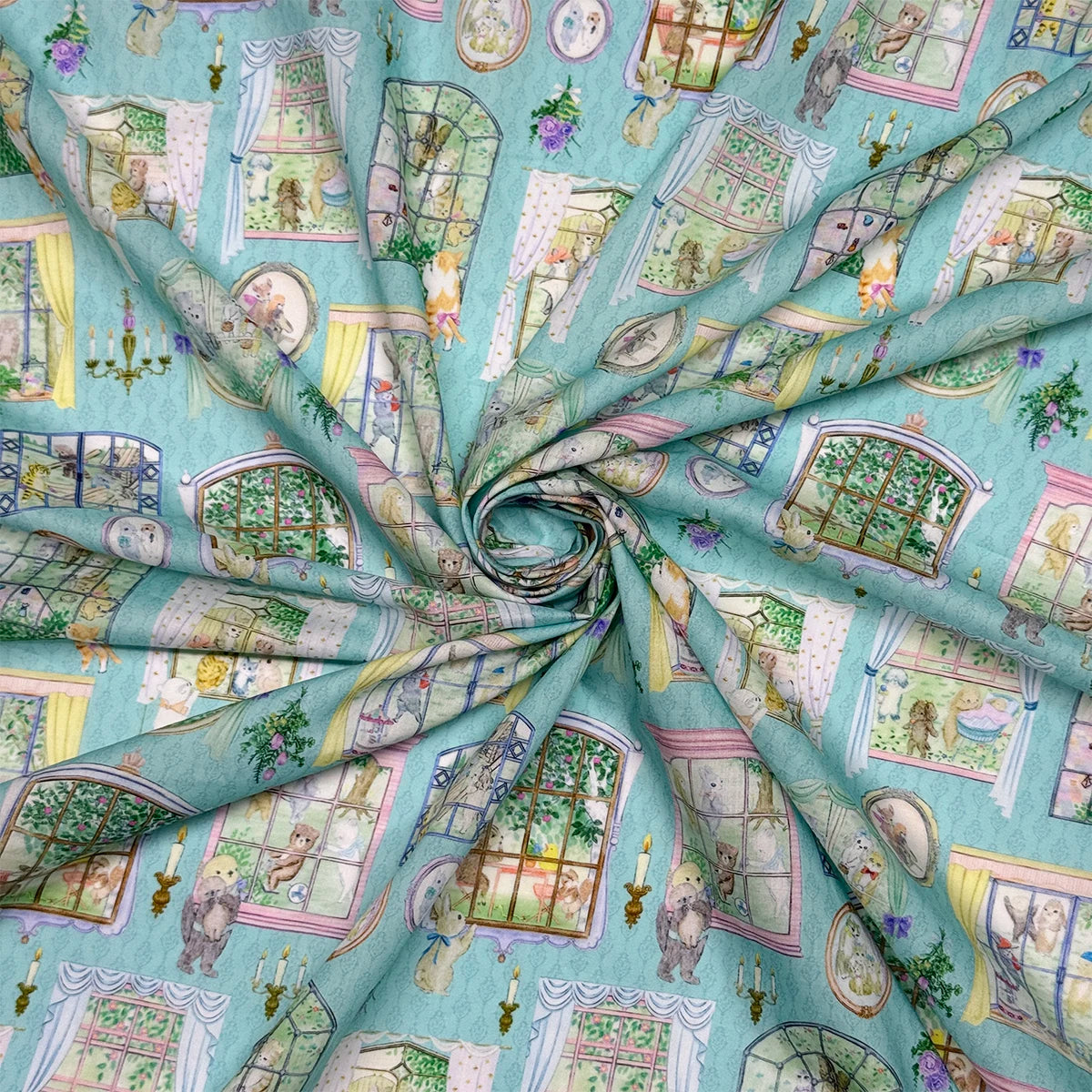 100% cotton Hokkoh-Movie studio Blue tana lawn fabric 80s Poplin printing Sewing fabric Making Dress Clothing Handmade DIY Cloth