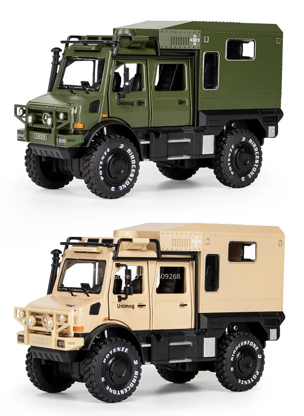 1:28 Scale Unimog U5000 Land Rover Defender Toy Car Model Rubber Tire Alloy Diecast Sound Light Off-Road Vehicle  Toy