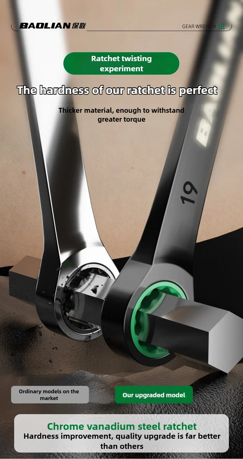 Dual Directional Fast Plum Blossom Ratchet Wrench, Industrial Grade Automatic Small Opening Dual-use Wrench Tool