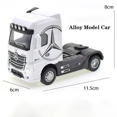 1:50 Diecast Alloy Truck Head Model Toy Container Truck Pull Back With Light Engineering Transport Vehicle Boy