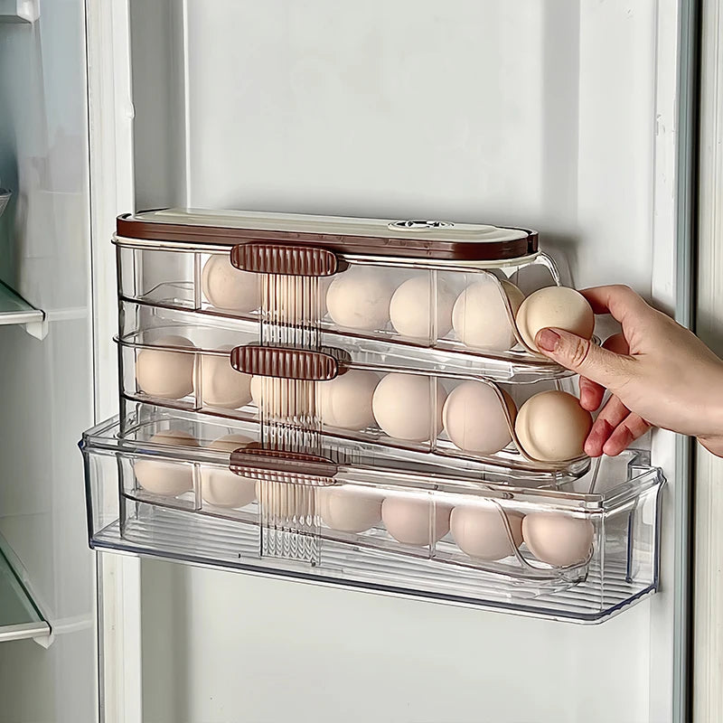 Automatic Rolling Egg Storage Box – 1-Piece Handheld Refrigerator Side Door Egg Rack