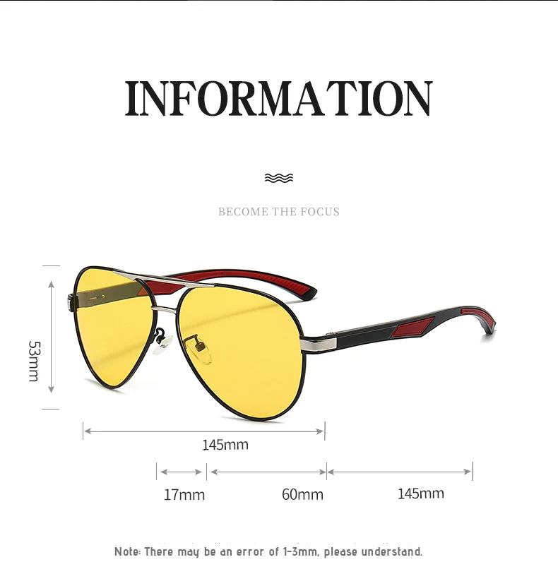 Pilot Photochromic Polarized UV400 Day Night Vision Driving Sunglasses for Men Women