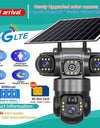 Solar Camera 4G Sim Outdoor 3 Lens 3 Screen 10X Zoom PIR Human Detect Cameras Waterproof Night Vision CCTV Security Protection