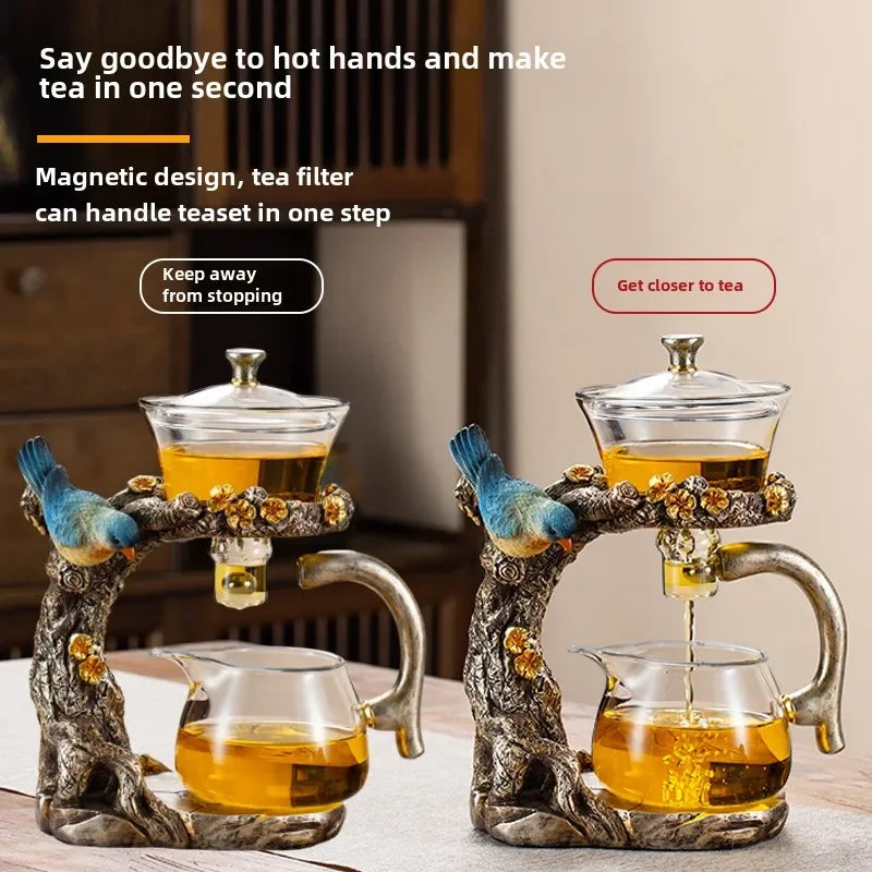 Glass Kung Fu Tea Set with Magnetic Suction Teapot and Tea Cups 900ml