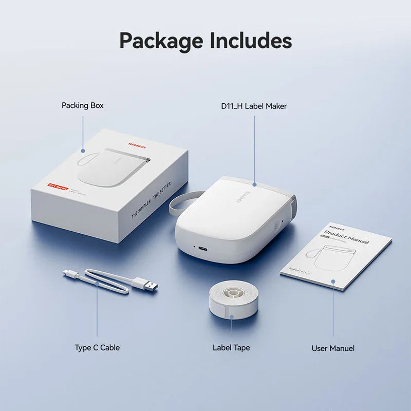 D11 Mini Label Printer 300DPI, Bluetooth Wireless Inkless Sticker Maker, Portable Label Machine for Name Tags, Kitchen & Home