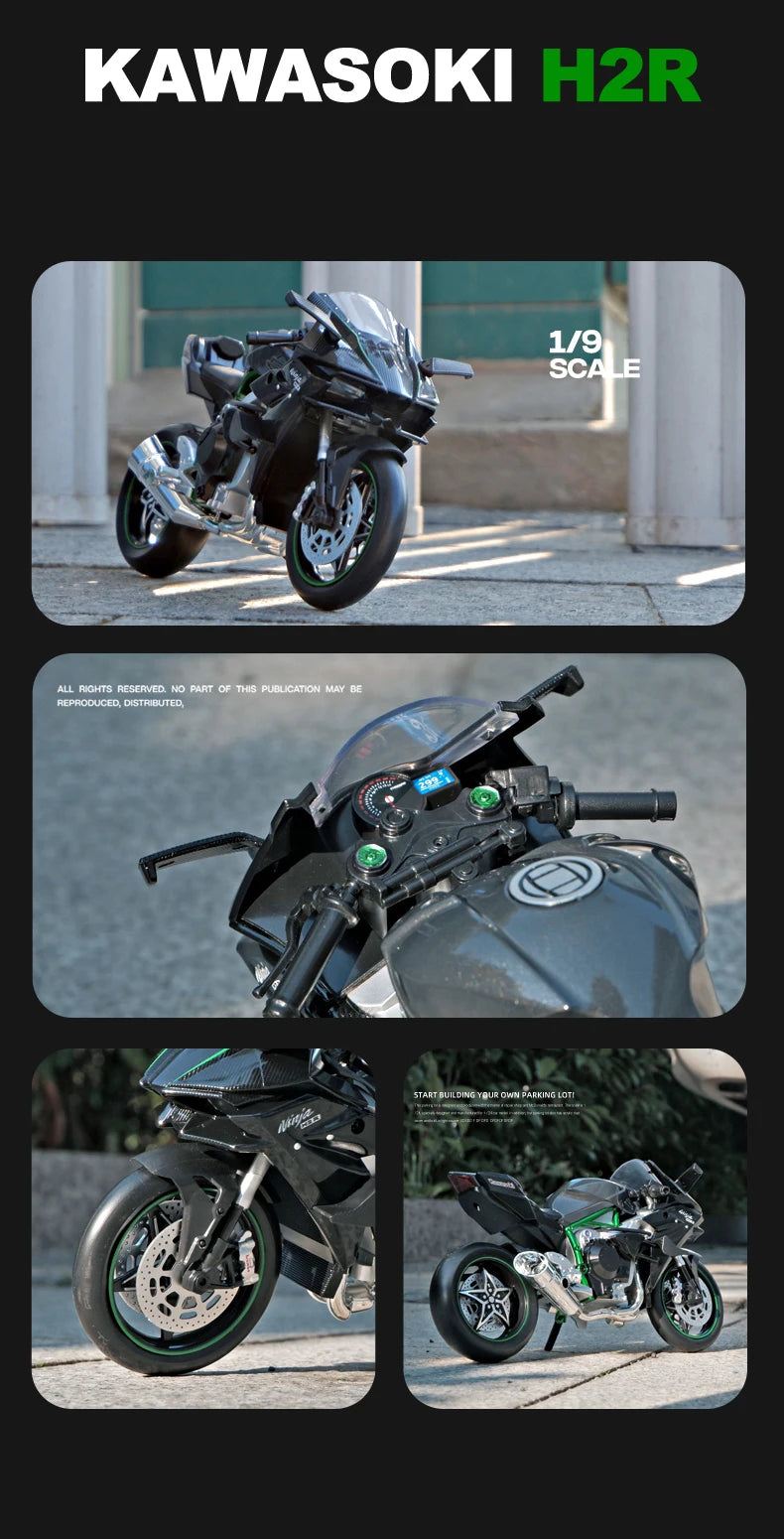 Diecast H2 H2R Sports Motorcycle Model 1 to 9 Scale