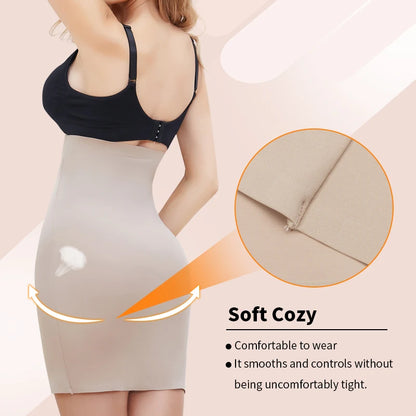 Above Knee Anti-Cling Underskirt Half Slips for Dress Shapewear Body Shaper Seamless Smooth Tummy Control Underwear Short Skirt