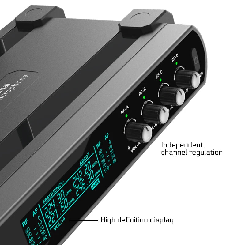 4 Channel UHF Wireless Handheld Microphone System for Karaoke Events and Performances