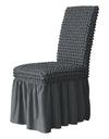 1PC Seersucker Chair Cover with Skirt Stretch Wedding Chairs Covers Dining Room Universal Size Seat Slipcovers for Banquet Party