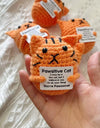 3 Pcs Positive Energy Cat Hug Pocket Doll Mini Handmade Plush Wool Knitting Doll With Card Funny Christams Gift Home Room Decoration