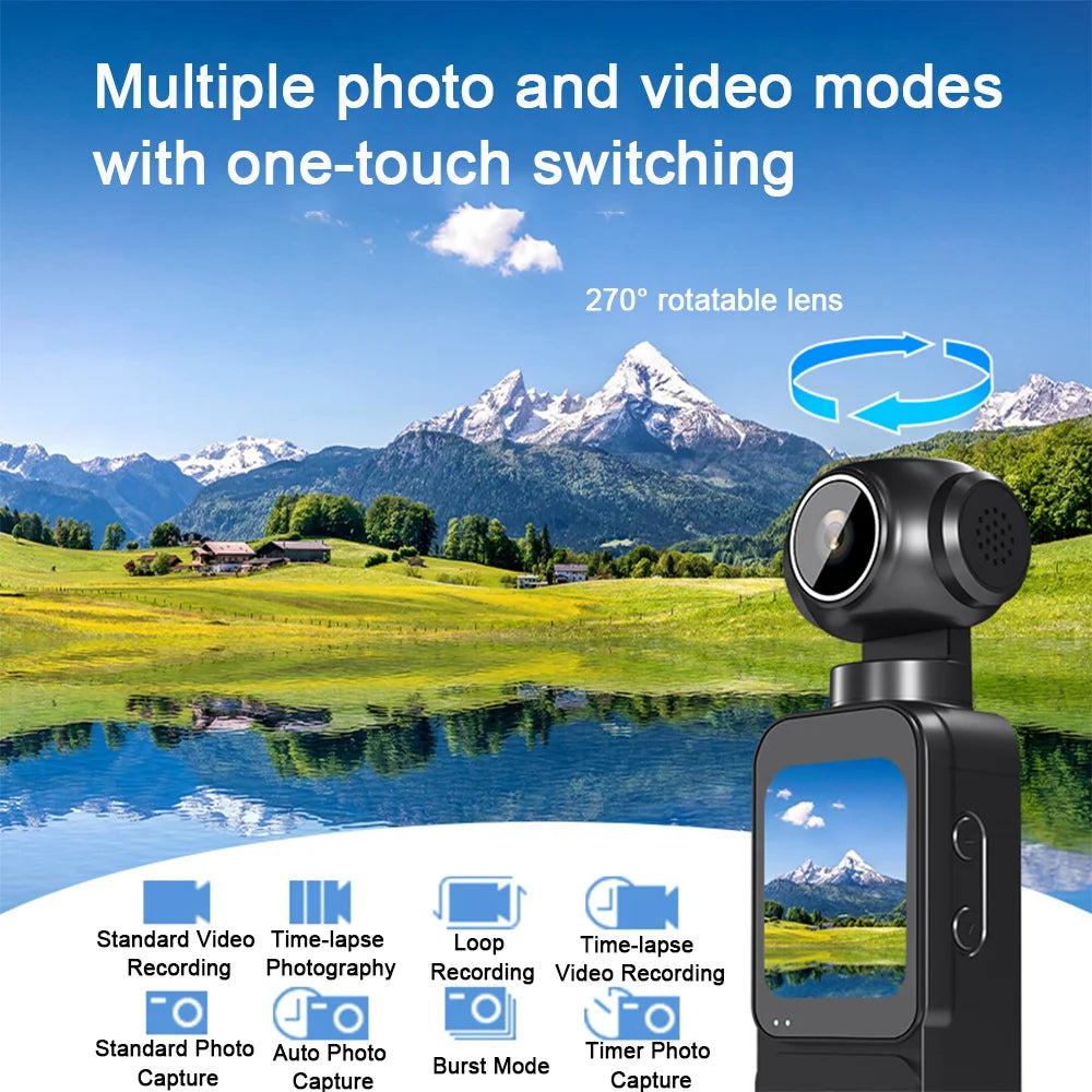 Pocket Action Camera 4K Auto-Rotating WiFi Vlogging Camera – Shopify Product Description