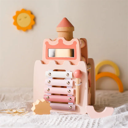 Montessori Rocket Toy Shape Matching Toy Wooden Stacked Building Block Toy Baby 5-in-1 Multifunctional Box  Delicate Wooden Gift