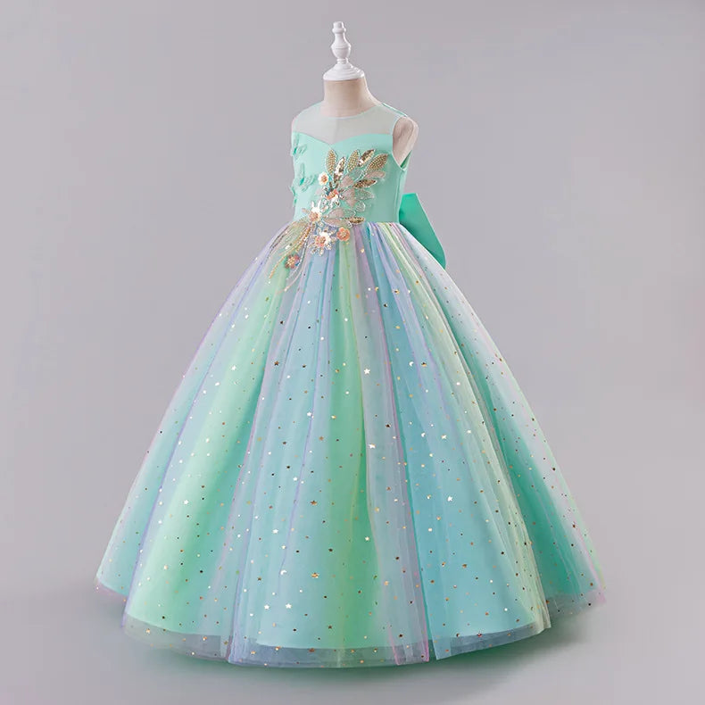 Princess Dress for Girls - Elegant Fluffy Tulle Ball Gown Birthday Party Dress School Performance Costume
