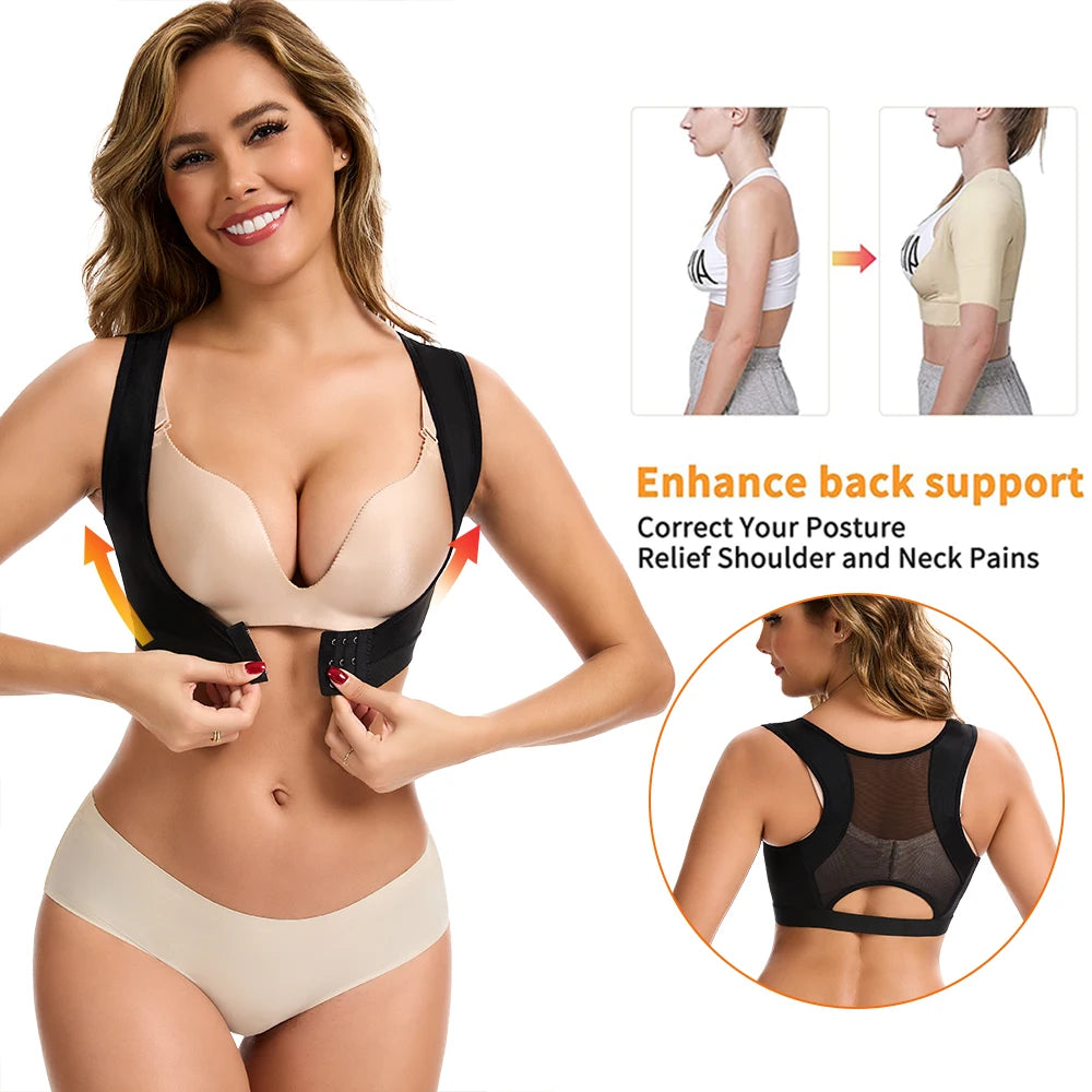 Women Shapewear Top with Built-in Bra & Posture Corrector
