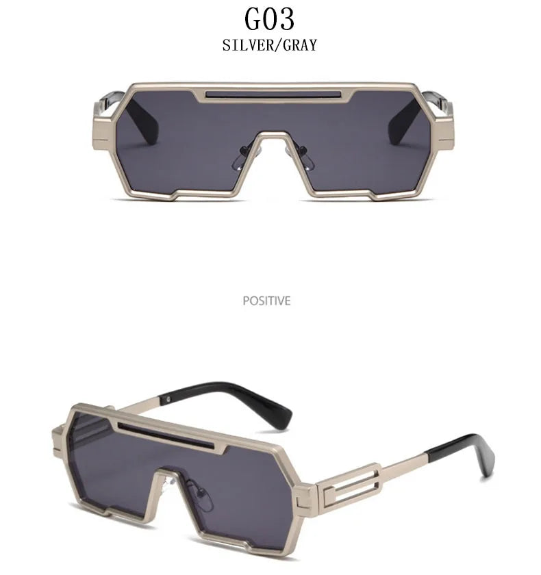 Square Steampunk Metal Sunglasses With UV400 Protection