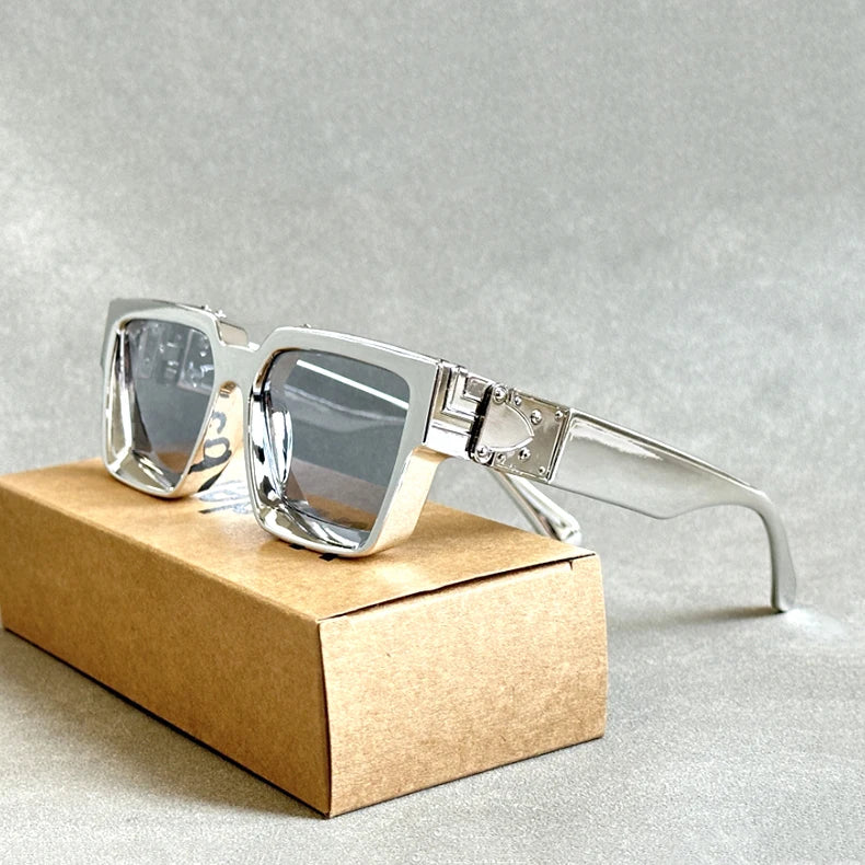 Retro Millionaire Square Sunglasses With UV400 Protection