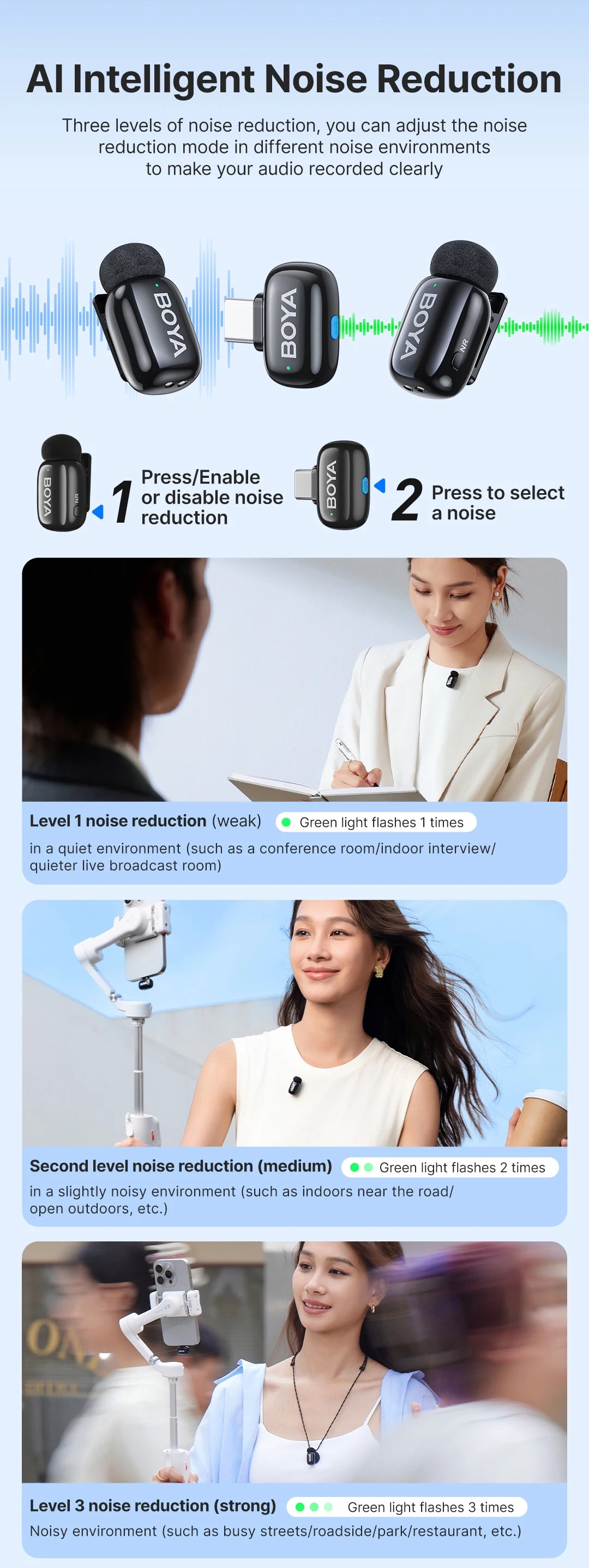 Mini Wireless Lavalier Microphone for iPhone 15/16 Series Android Type-C Smartphones Mirroless Cameras Video Recording