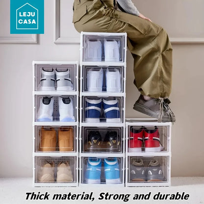 1/3/6 Layers Foldable Shoe Rack Organizer Transparent Sneaker  Simple assembly Dustproof Stackable Shoe Storage With Cover