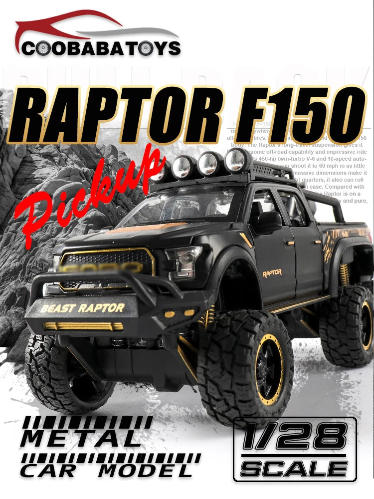 1/28 Raptor F150/G63 Pickup Big Wheels Car Model Toy Alloy Diecast Metal Monster Truck Car Off-road Vehicle Collection