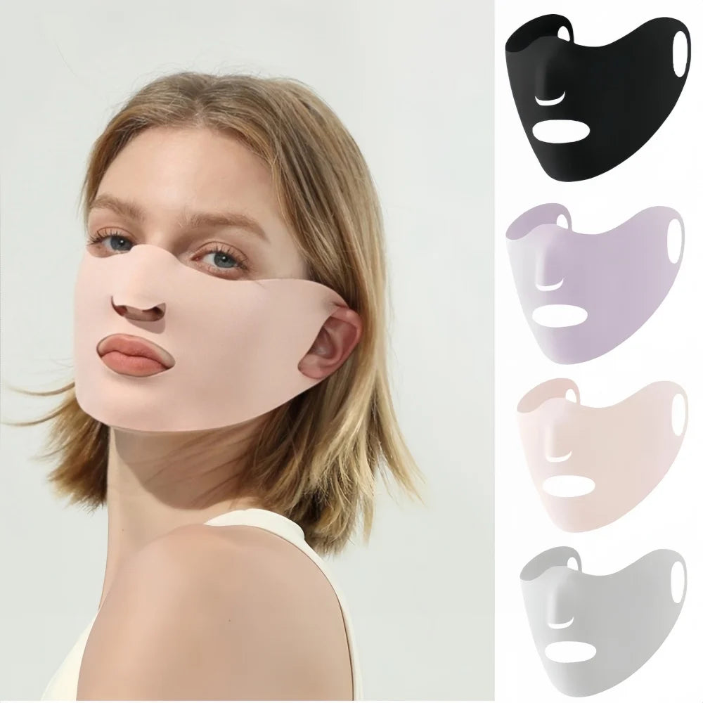 1PC Anti-uv UPF50+ Ice Silk Sunscreen Mask Traceless Summer Outdoor Sports Face Mask Breathable Exposed Mouth Nose Golf Mask