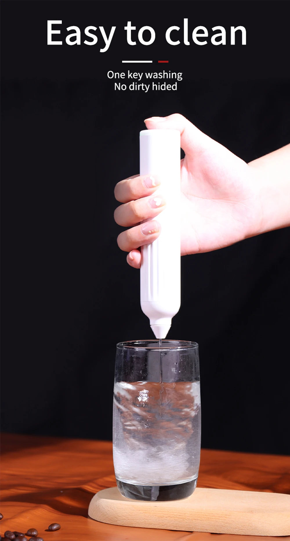 Electric Milk Frother USB Rechargeable Wireless Milk Foamer Coffee Whisk Mixer Egg Beater Mini Frother Handle Stirrer 3 Speeds