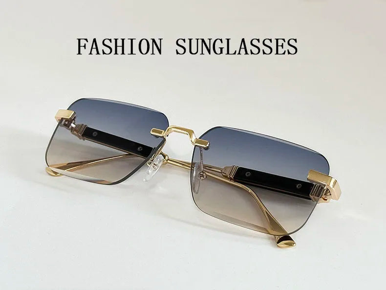 Rimless Square Sunglasses With UV400 Protection
