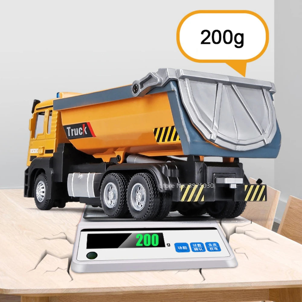 1/50 Scale Tipper Truck Alloy Diecast Toy Model Dump Engineering Transport Truck Sound Light Pull Back Collection Gifts